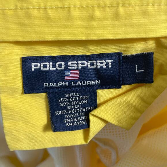 Polo Sport Ralph Lauren Swim Trunks Men’s Large Yellow Mesh Lined 90s Vintage - Picture 3 of 13